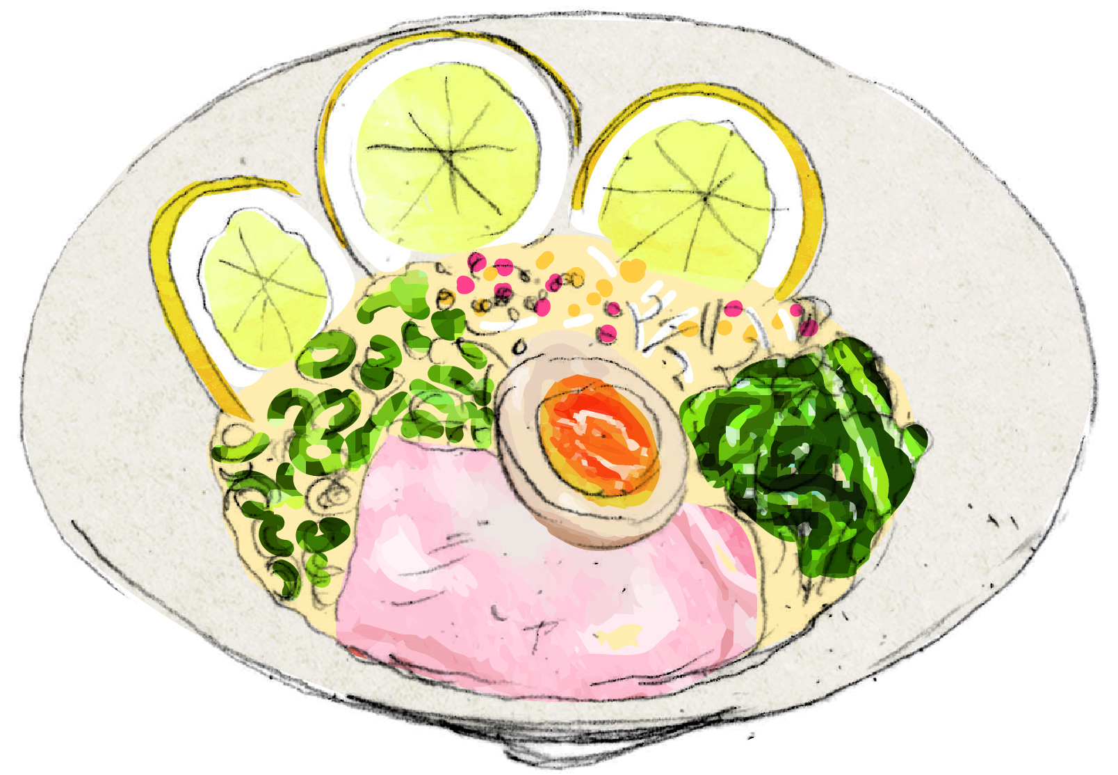 塩檸檬ラーメン イラスト